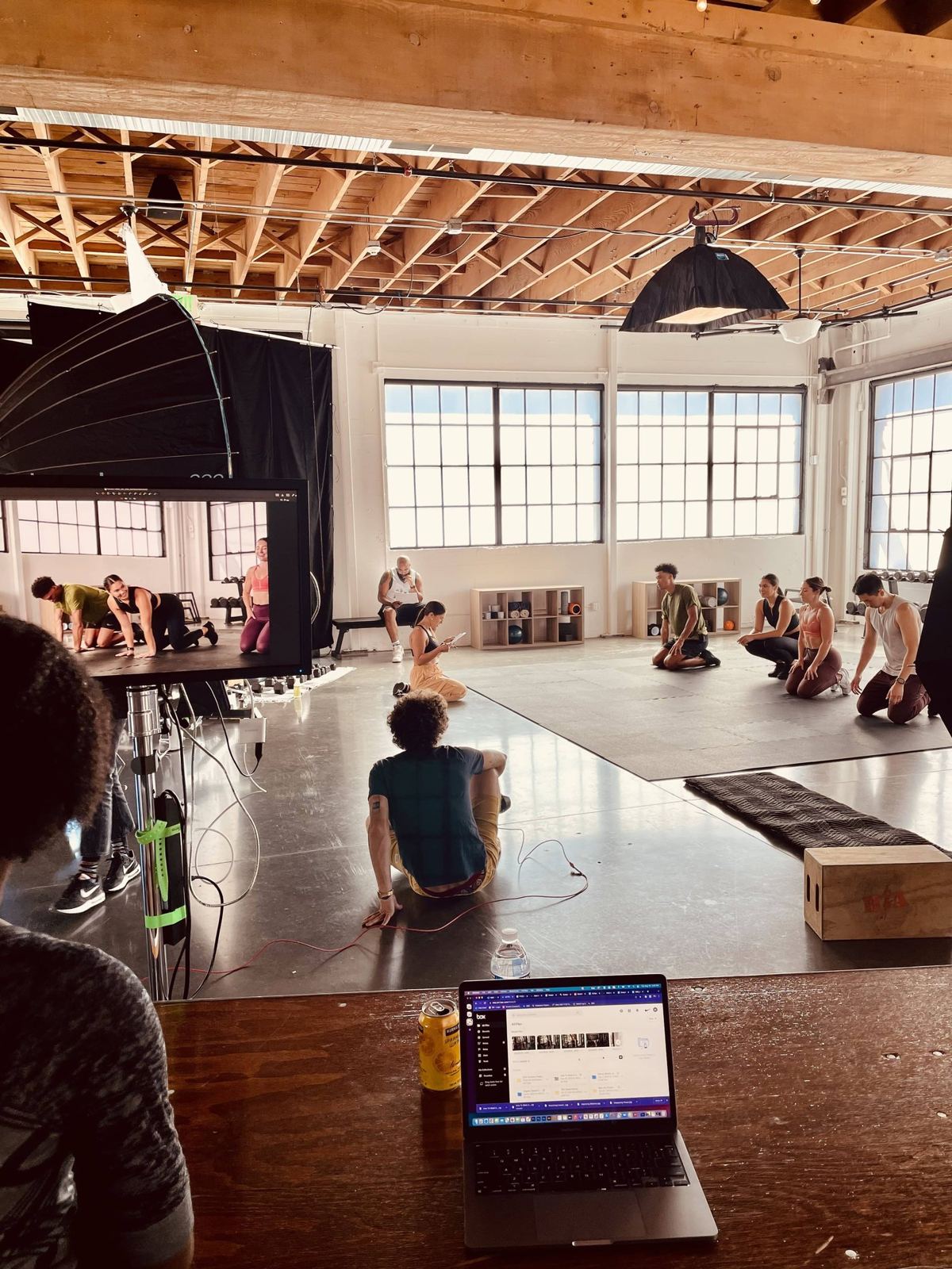On set at an exercise library shoot